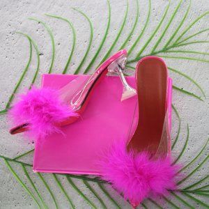 Fuchsia Pink Glass Slipper Heel